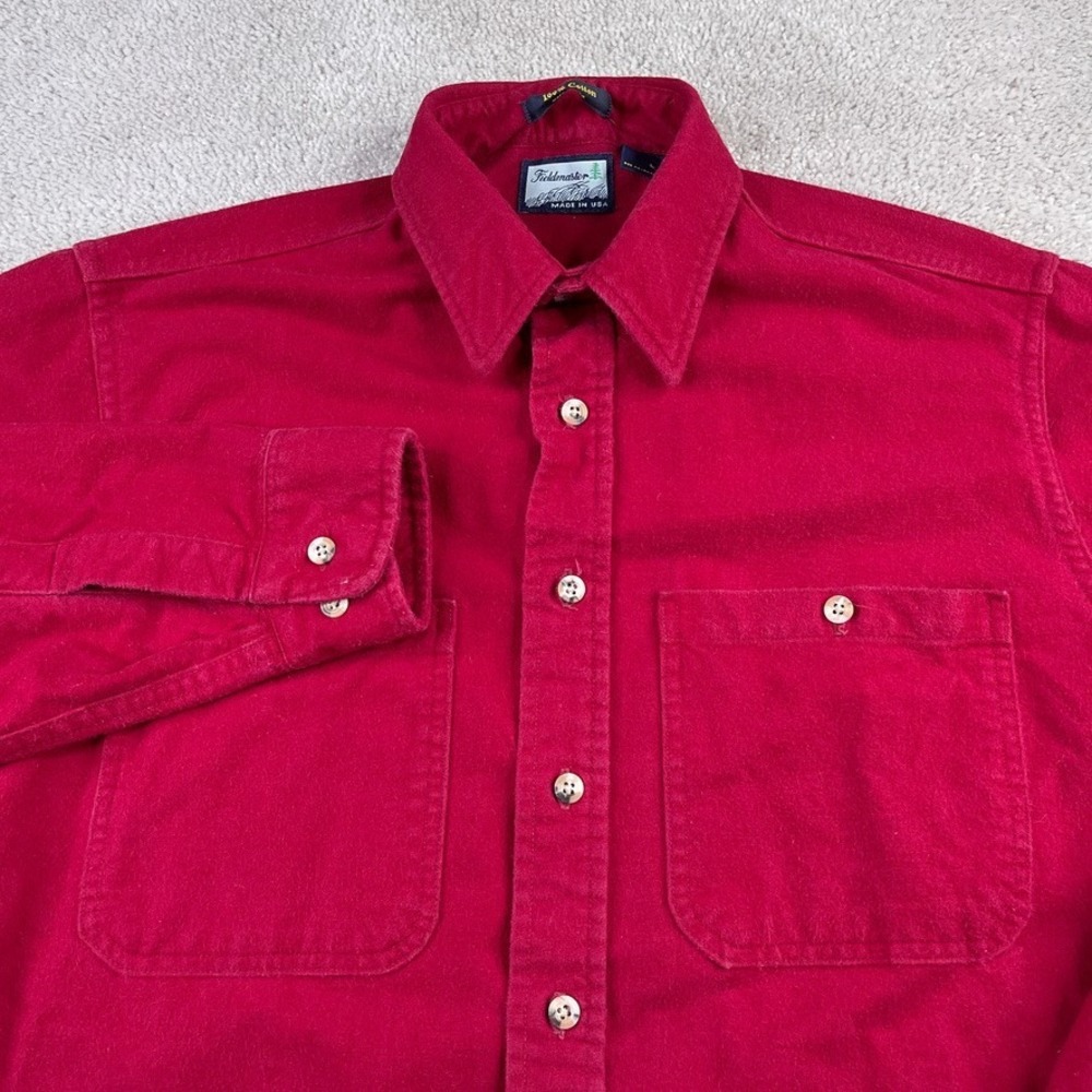 Vintage Fieldmaster Shirt Mens Large Red Chamois Flannel Hunting Made in USA